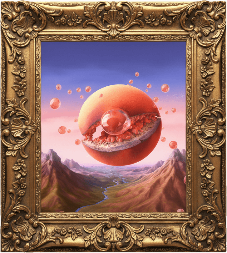 A peach exploding like a supernova in space.